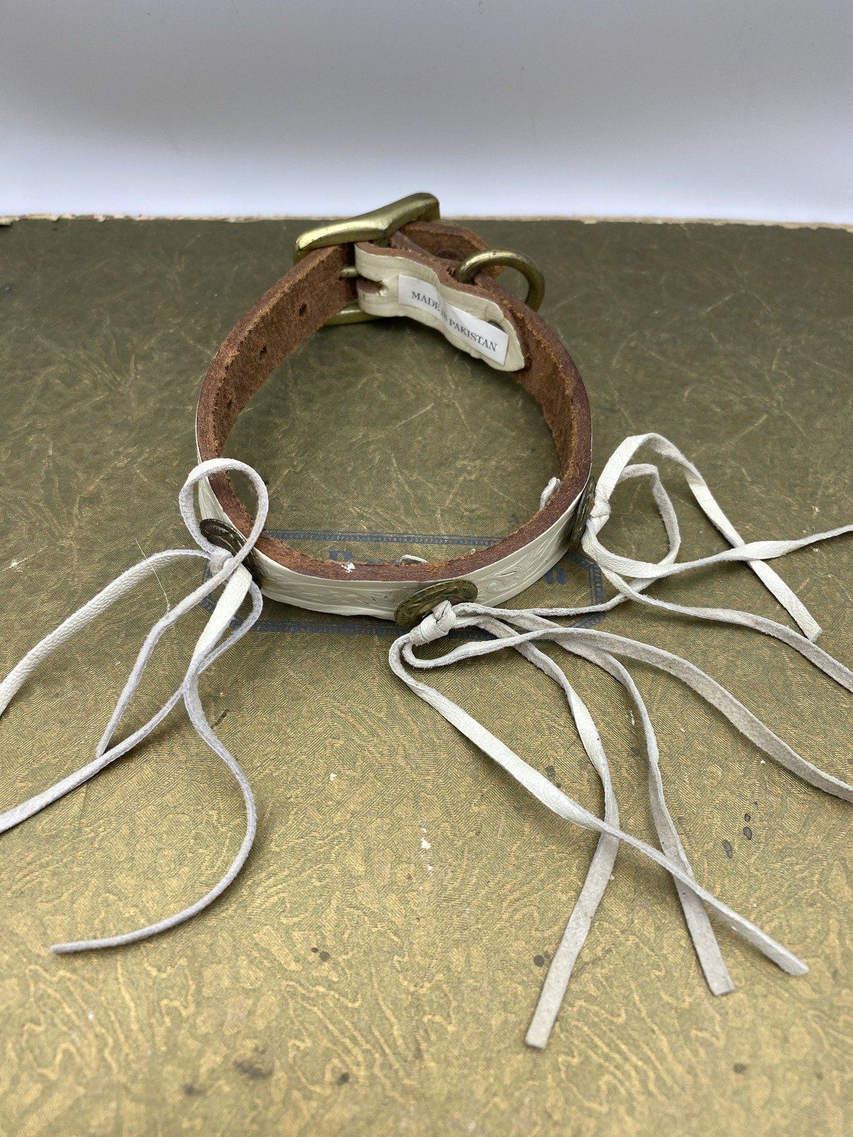 Vintage Leather Dog Collar (Small Dog Breed)