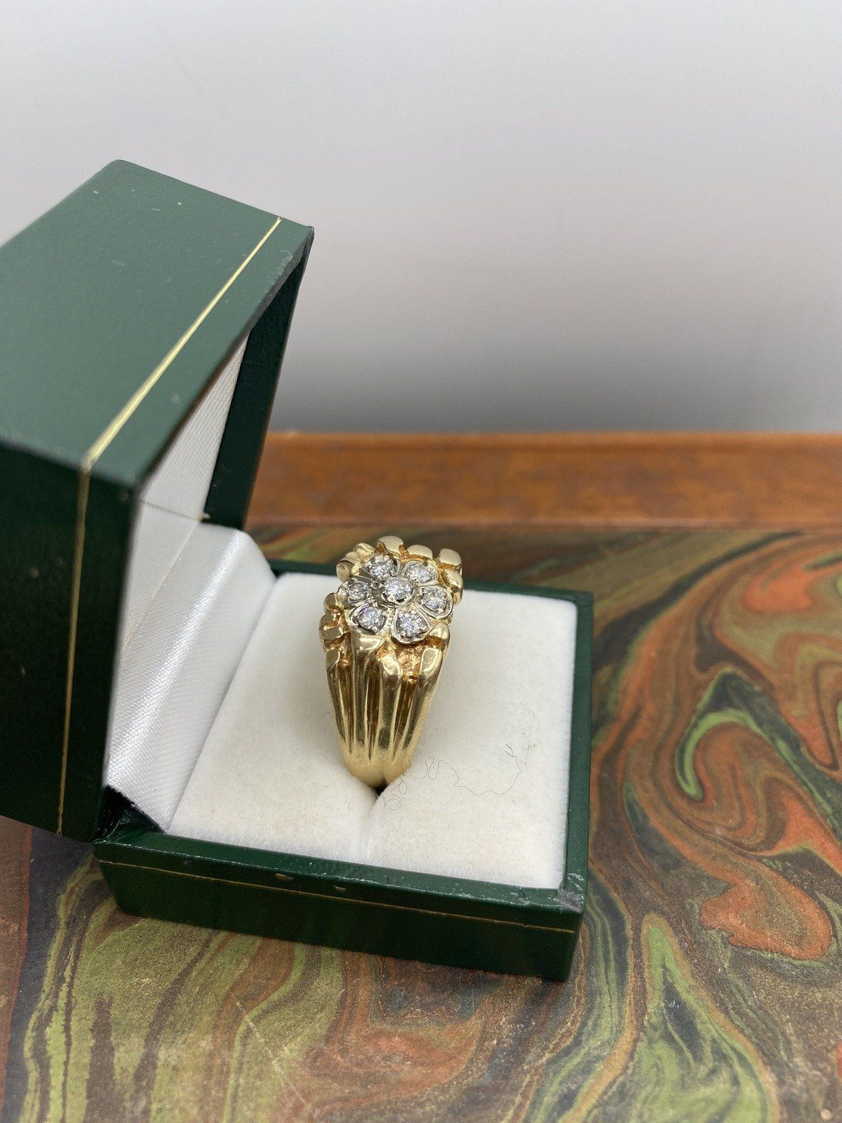 Men's Weighty Freefrom 14k Gold Ring + .70ctw Diamond Center #1049 2