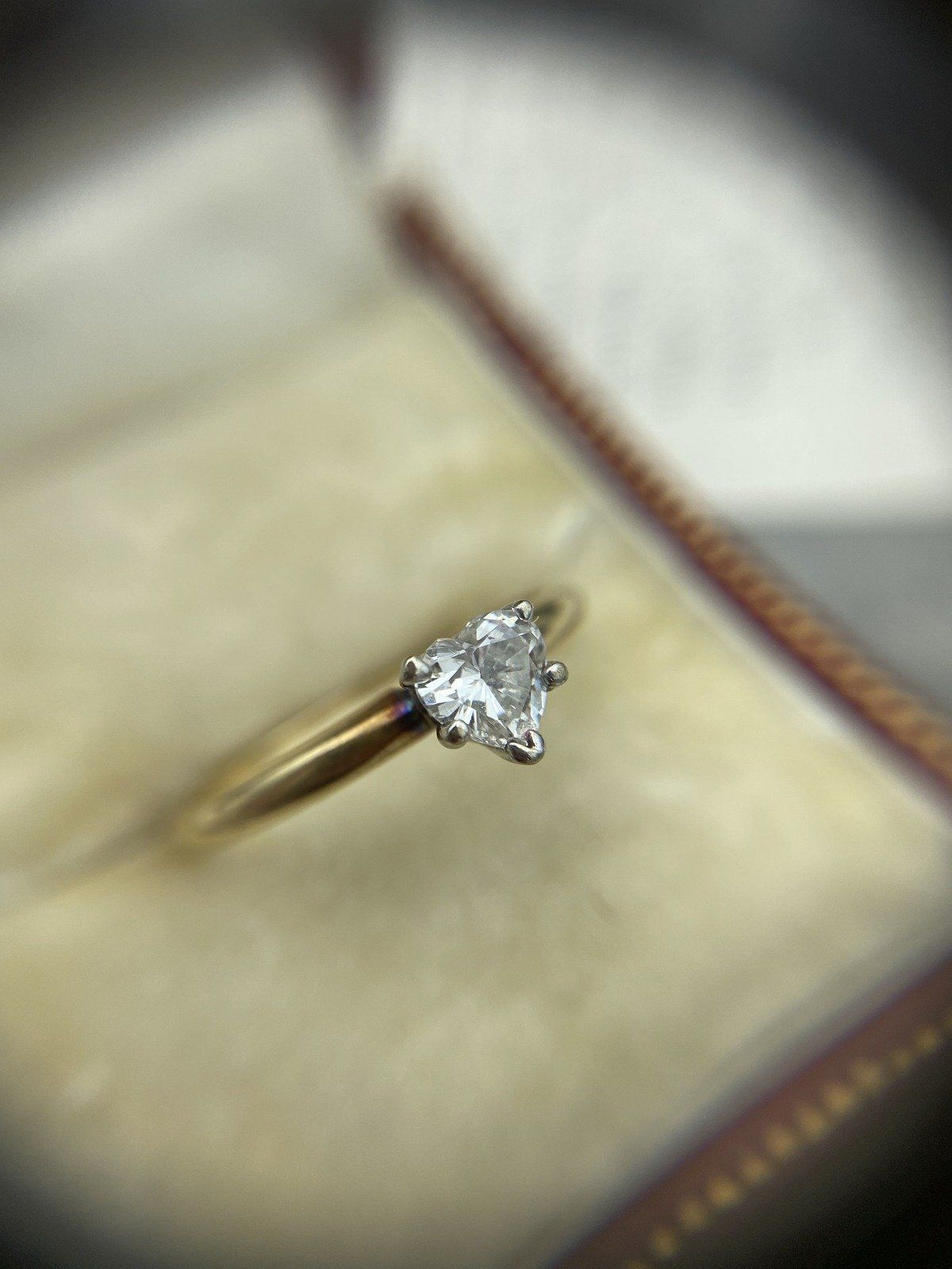 ADORABLE! 14k Gold Natural Diamond Heart Faceted Solitaire Engagement Ring#2832 7