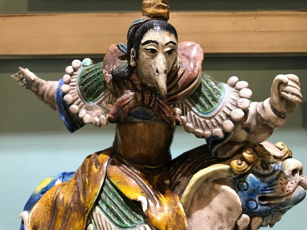 Antique Chinese Warrior + Foo Dog Roof Tile 2