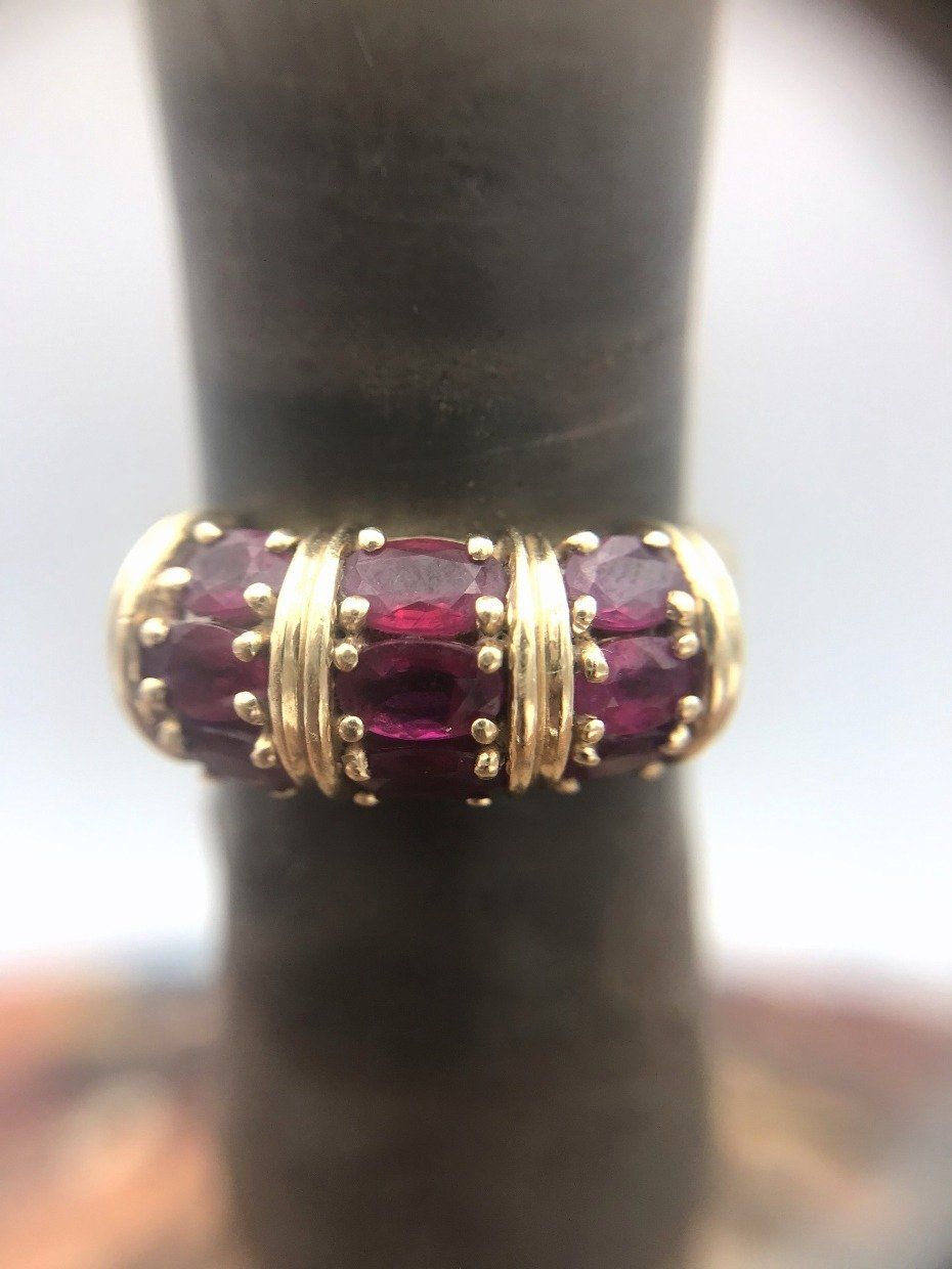 14k Gold 9 Ruby Colum Ring 4