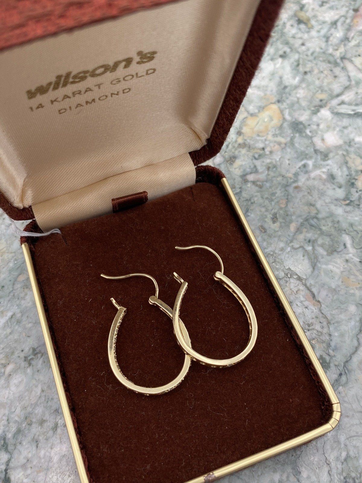 Lovely 14k Gold Pave Diamond Eternity Set Hoop Earrings #2433 6
