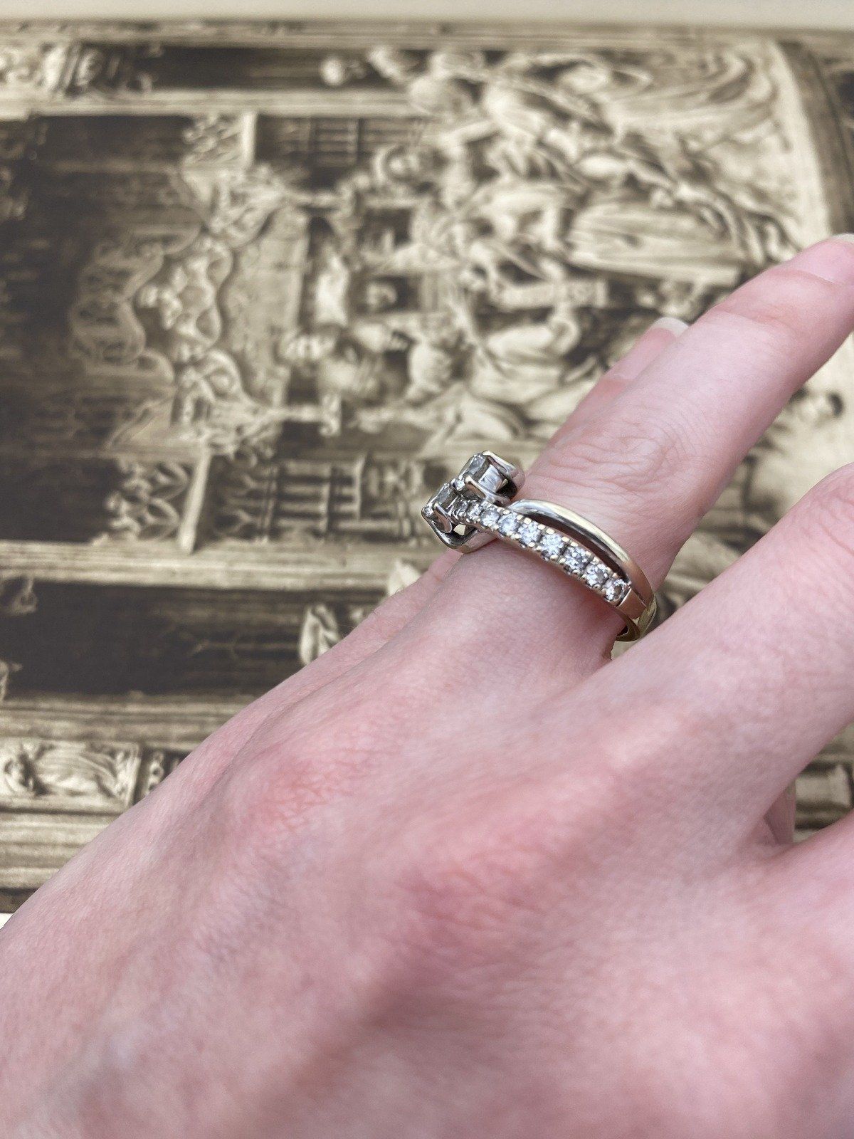 Ladies 14k White Gold Modern Antique Inspired French Moi Et Toi 2.26ctw Diamond Engagement Ring 10