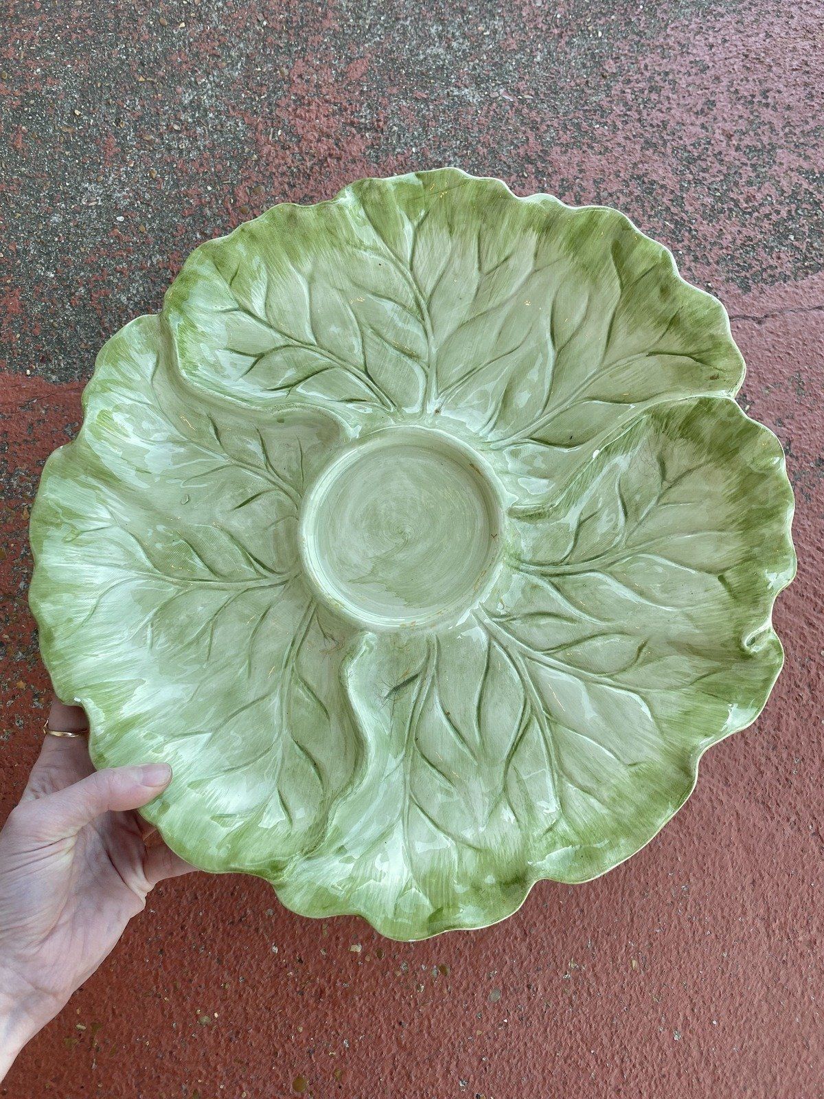 Vintage Ceramic Fitz and Floyd Divided Serving Appetizer/Chip + Dip Tray 4