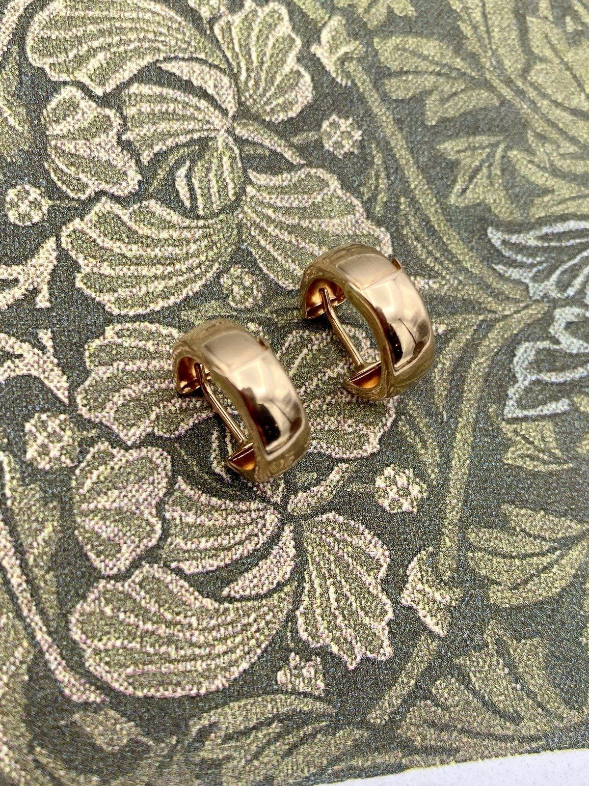14k Rose Gold Modern Wide Sleeper Hoop Earrings 2