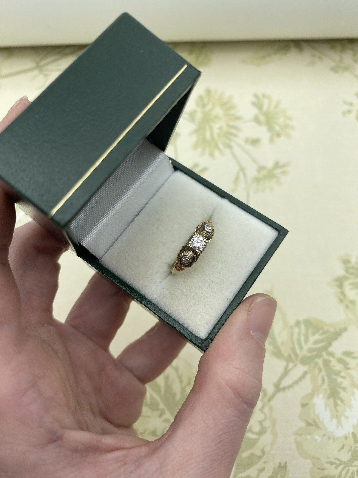 Antique Victorian Ornamental Old Euro Diamond Ring w Bezel Diamond Shoulders #2218 4