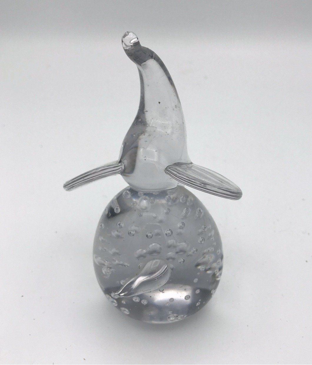 Small Clear Glass Blown Elephant w Raised Trunk 2