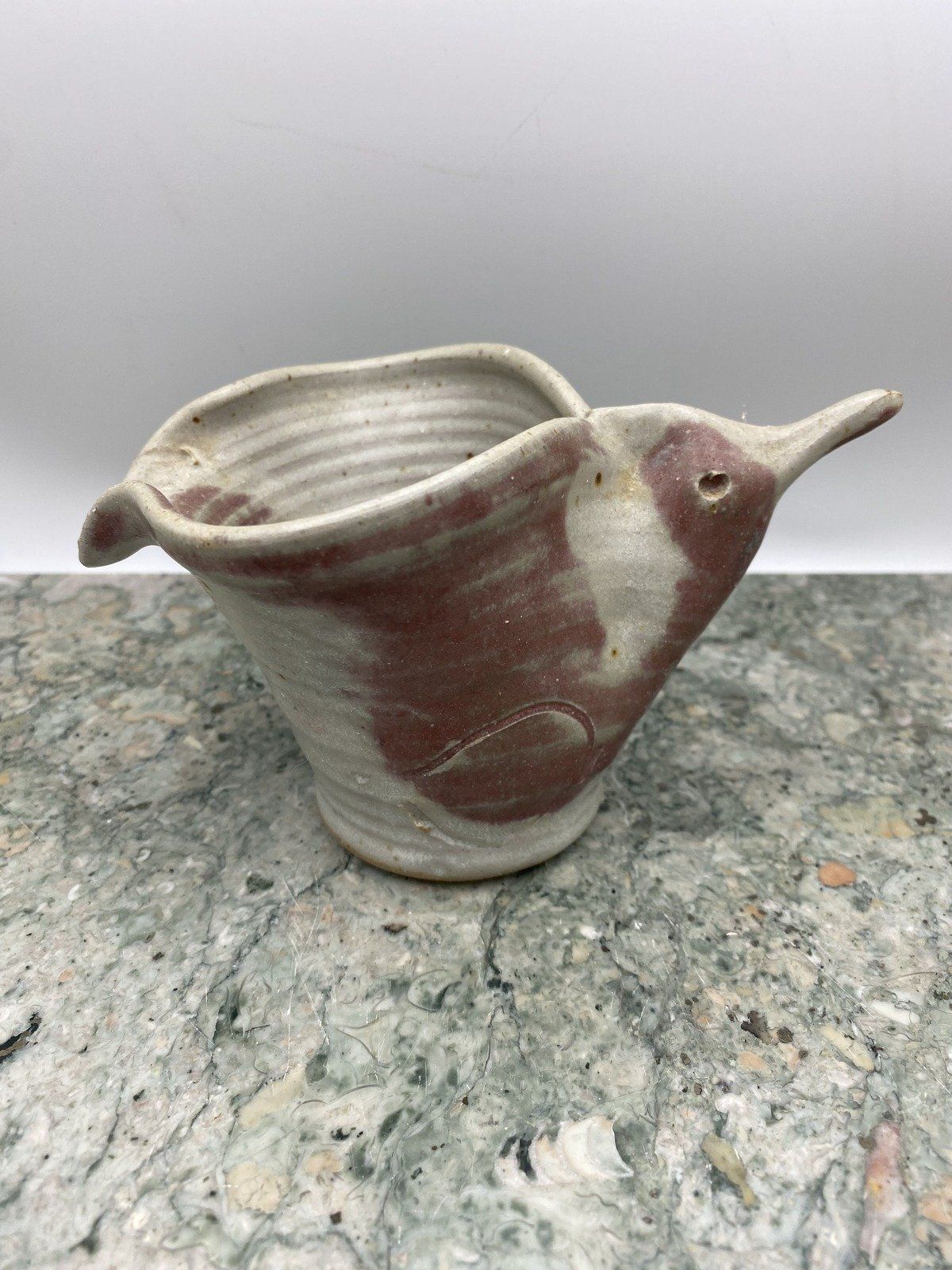 Artist Signed Zoomorphic Pottery Bird Creamer/Vase 6