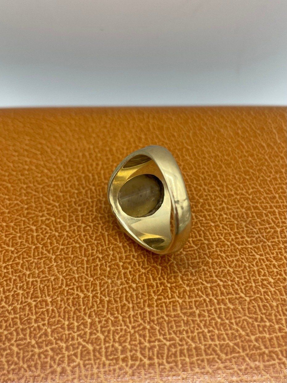 Men's Vintage Weighty 10k Gold + Matte Finish Tiger's Eye Ring 4