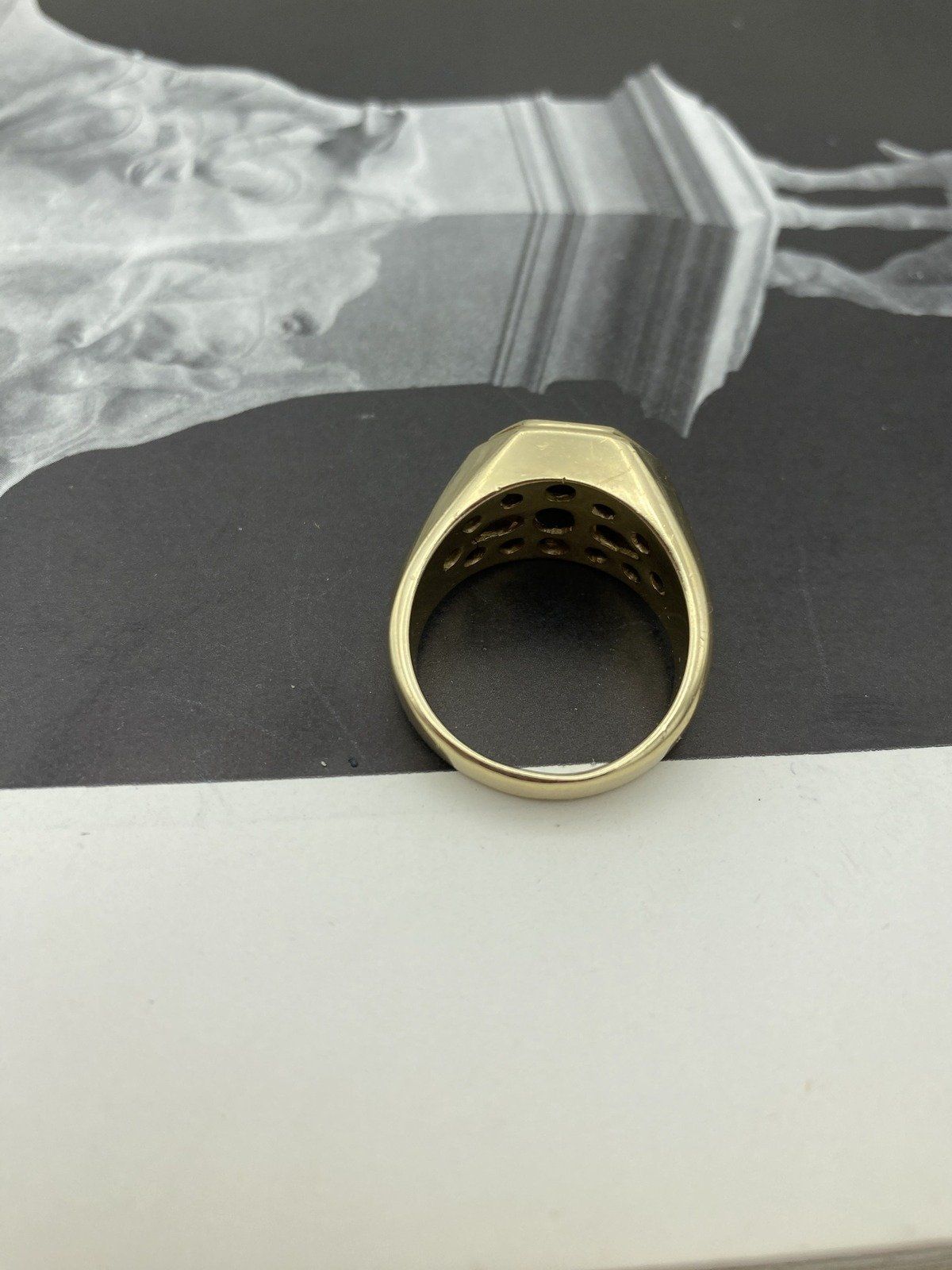 14k Black Onyx + Gold Men's Tank Ring #2731 5