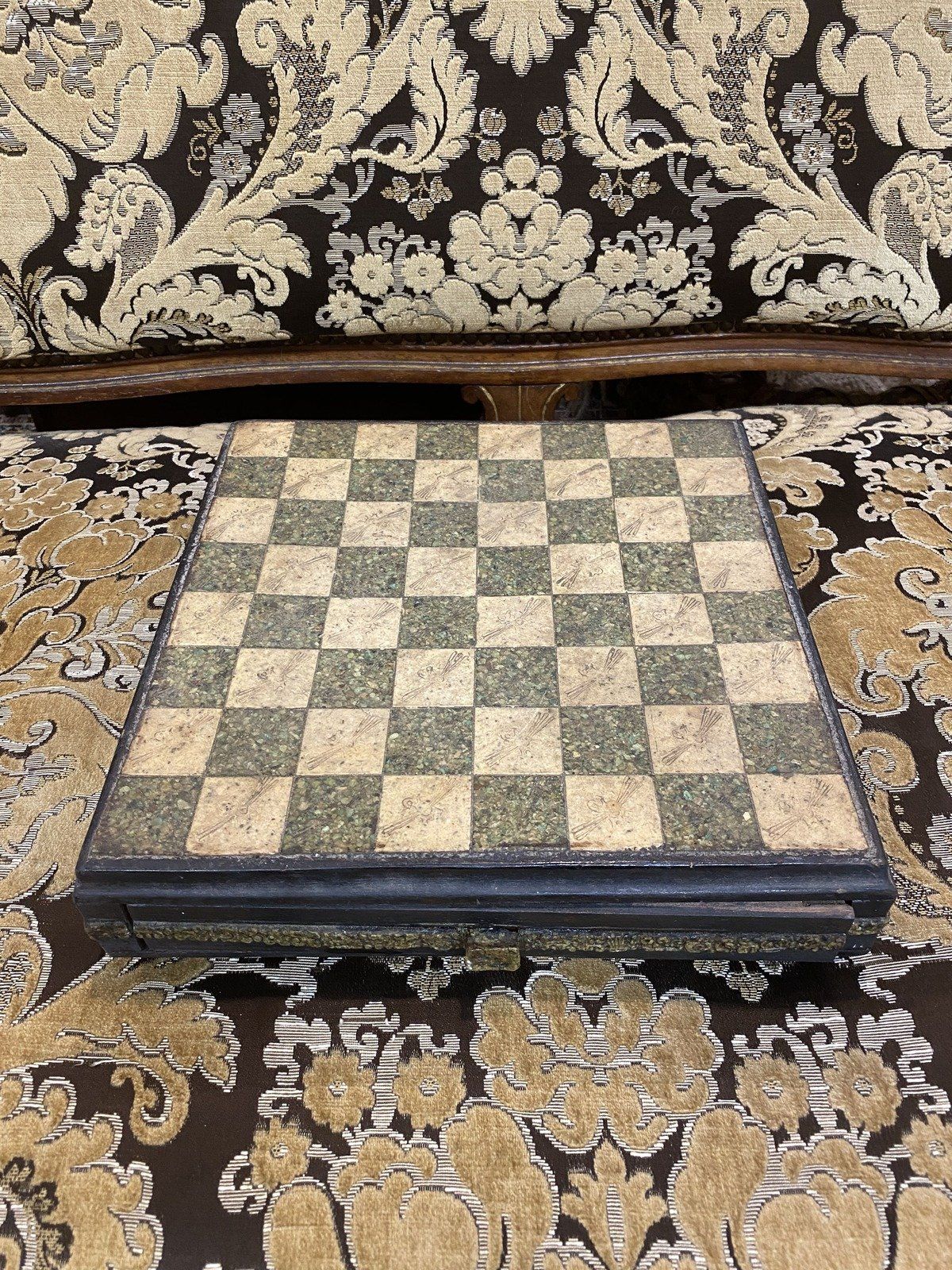 Vintage c.1960s/70s Wooden Gem Composite Mayan/Aztec Figural Chess Board Set