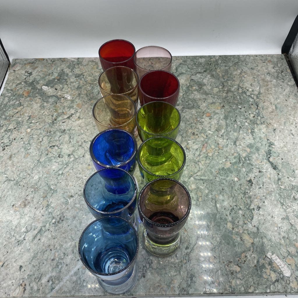 Set of Colorful Glassware  1262 3