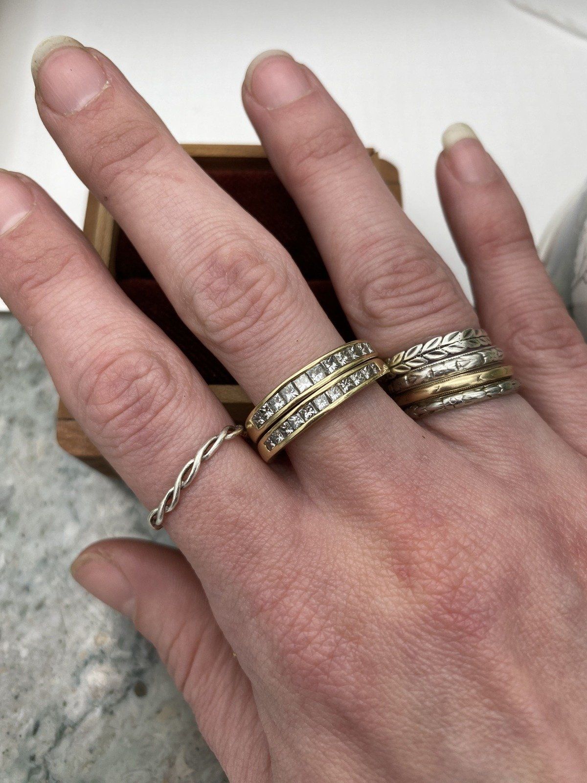 Matching Pair of 1ctw Princess Cut Channel Set Diamond Ring Bands 3