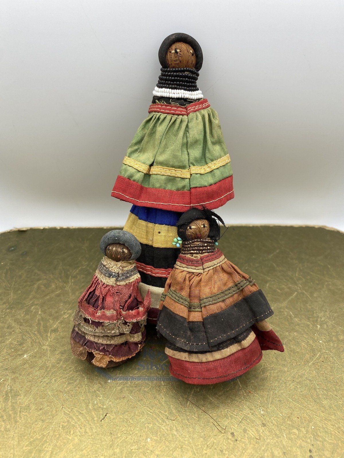 3x Antique Seminole Native American Indian Palmetto Husk Dolls 458