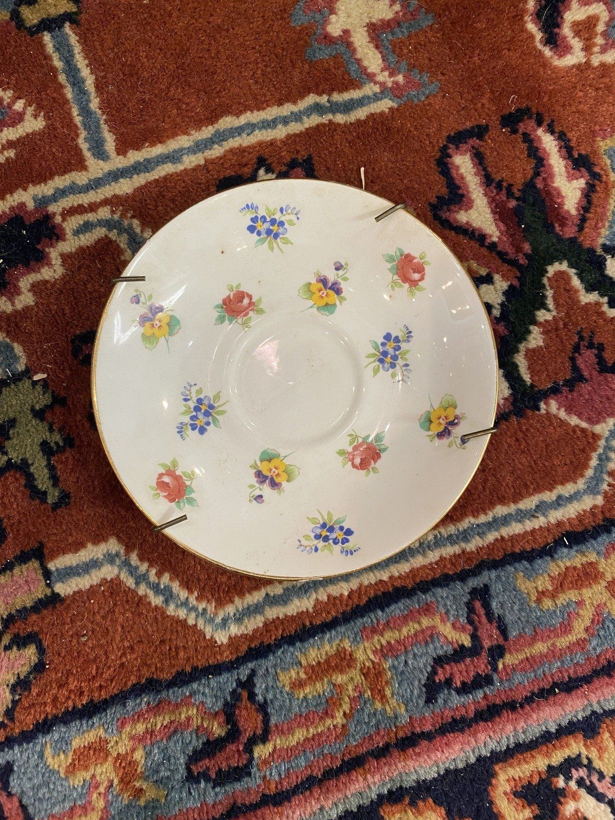 Mini Staffordshire Bone China Pansy + Floral Decorative Wall Saucer 6