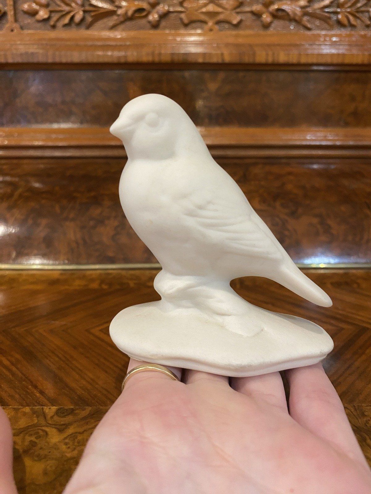 Vintage Bisque Bone Porcelain Signed Bird Figurine 7