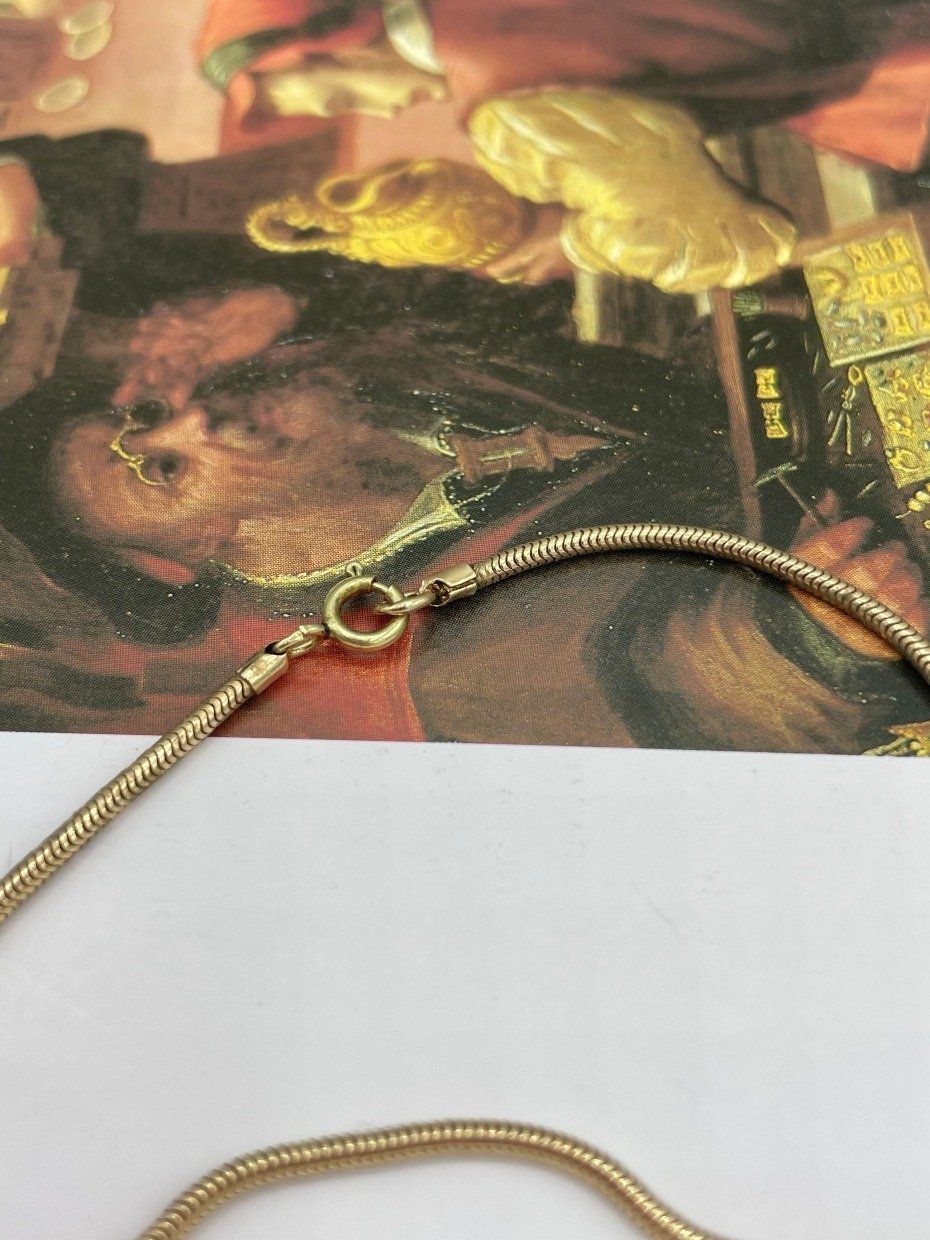 Weighty 14k Gold Snake Link 16 Necklace Chain 3