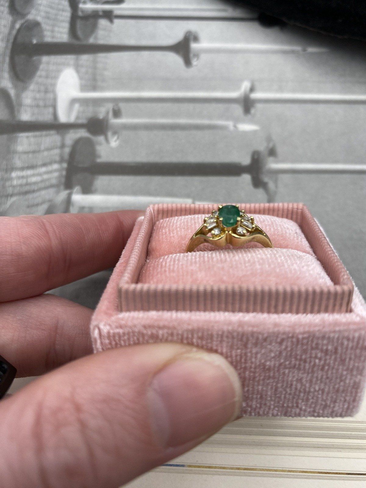 Feminine 14k Gold Oval Emerald Ring w Baguette Framing + Tapered Split Shoulders 4
