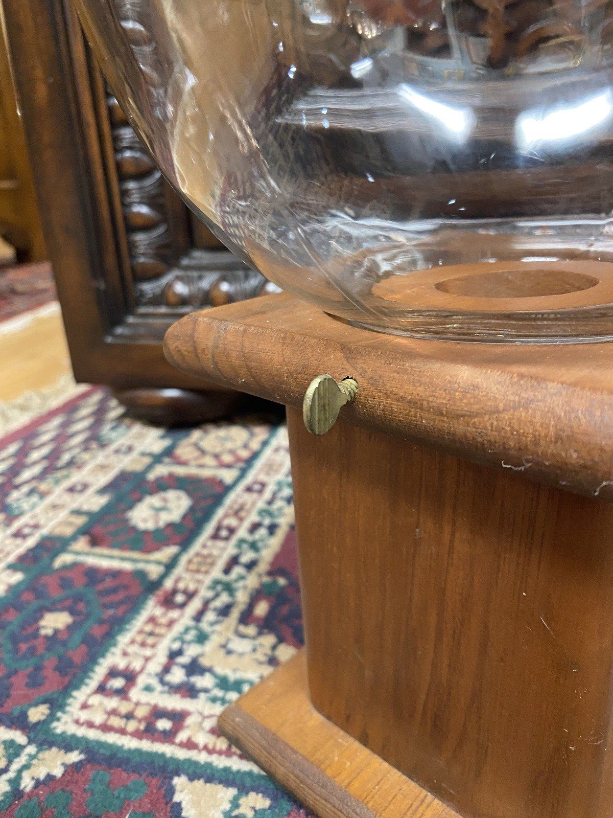 Vintage Coca-Cola Wood Base + Glass Orb Gumball Machine 4