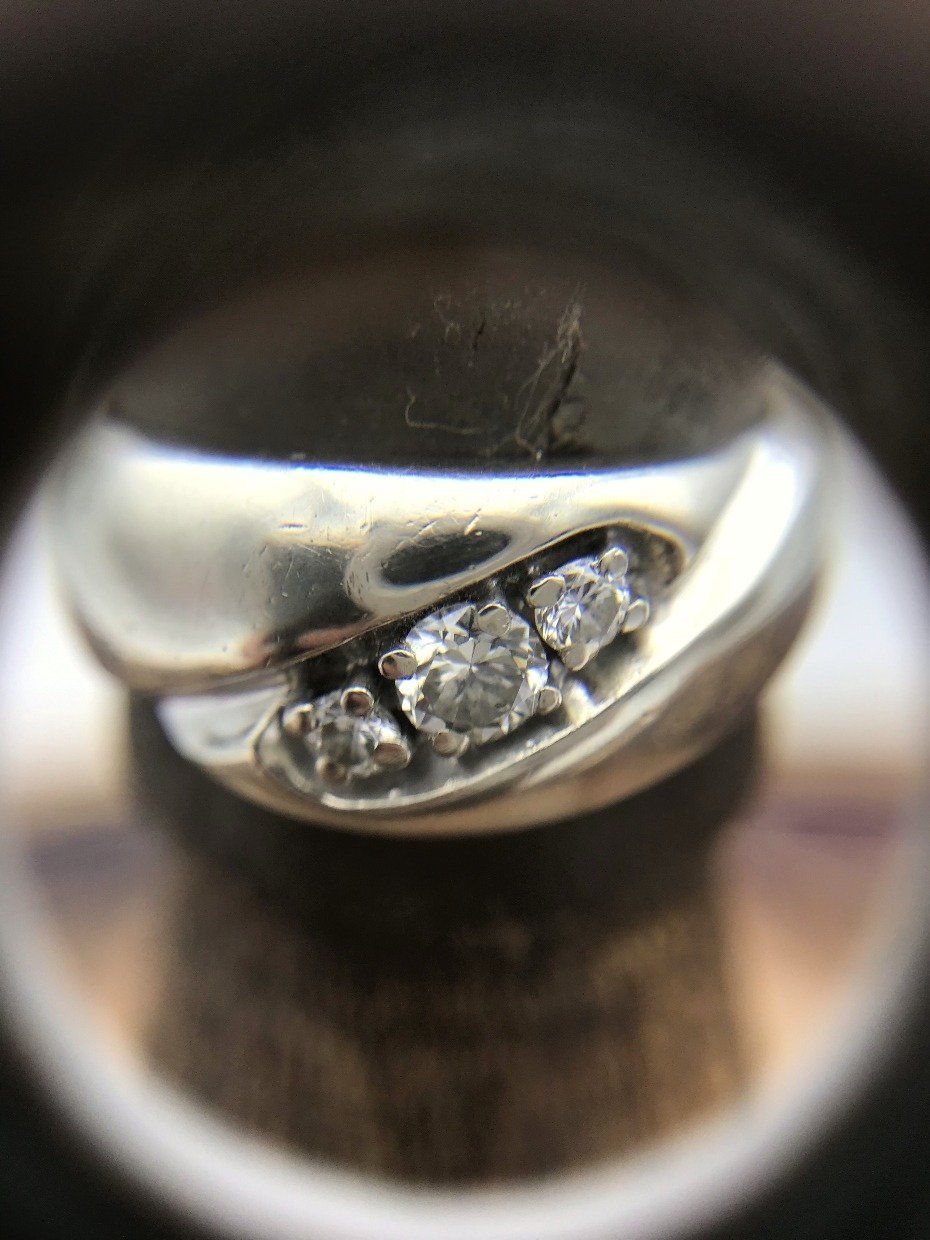 14k White Gold Diamond Trio Men's Ring 2