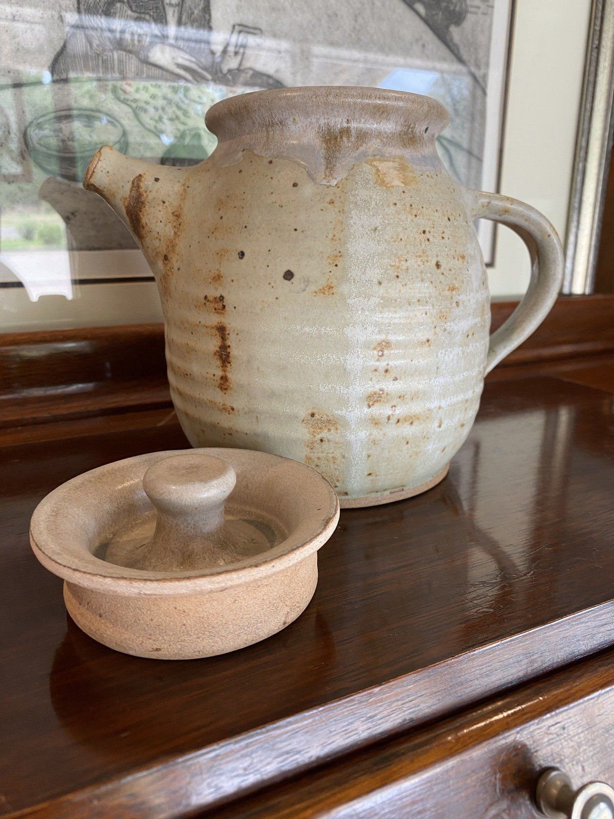 Vintage c.1987 MS Artist Pat Gavin Pottery Stoneware Tea Pot + Lid 4