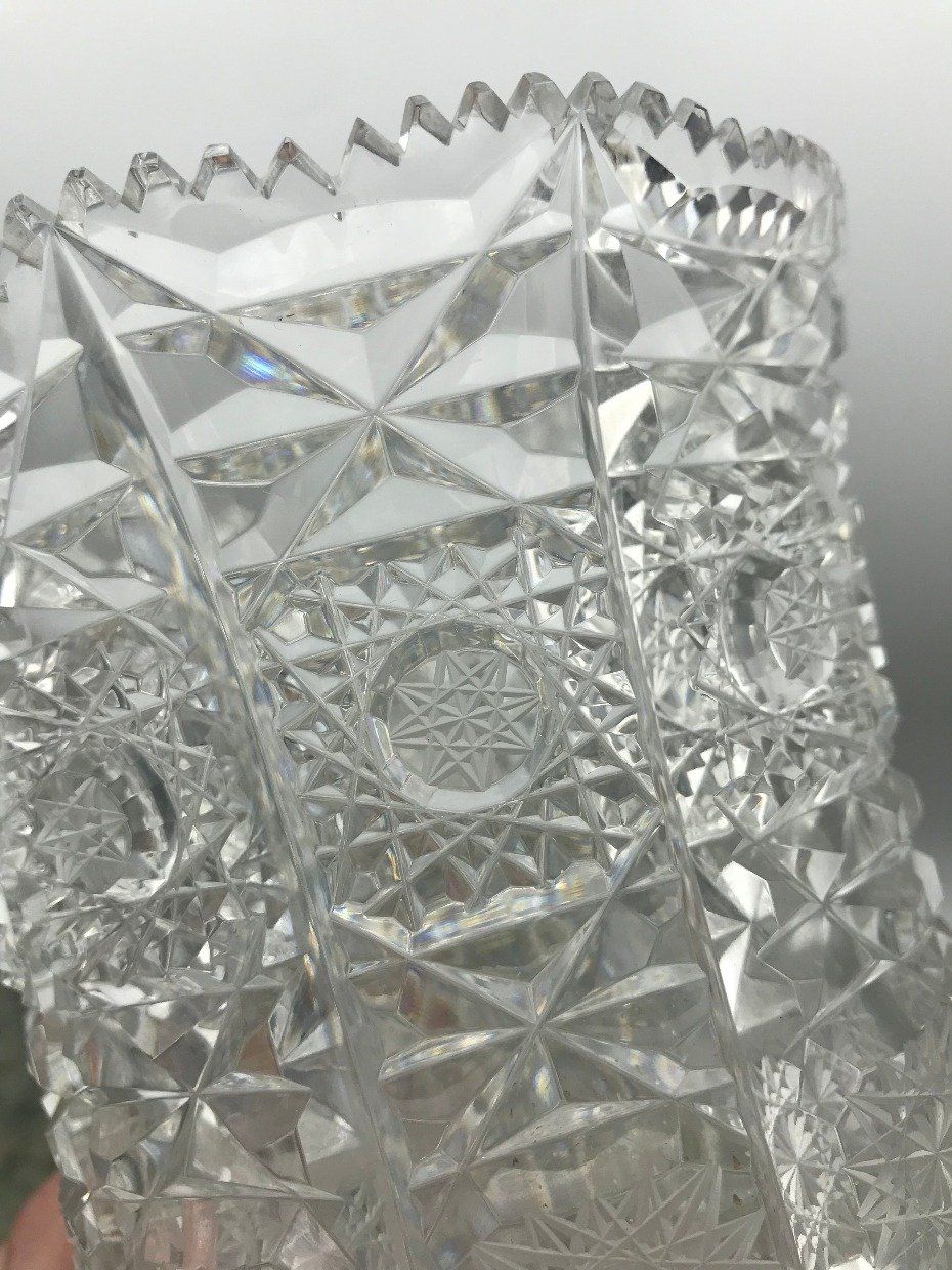 Intricately Cut German Crystal Hobstar Flower Vase 3