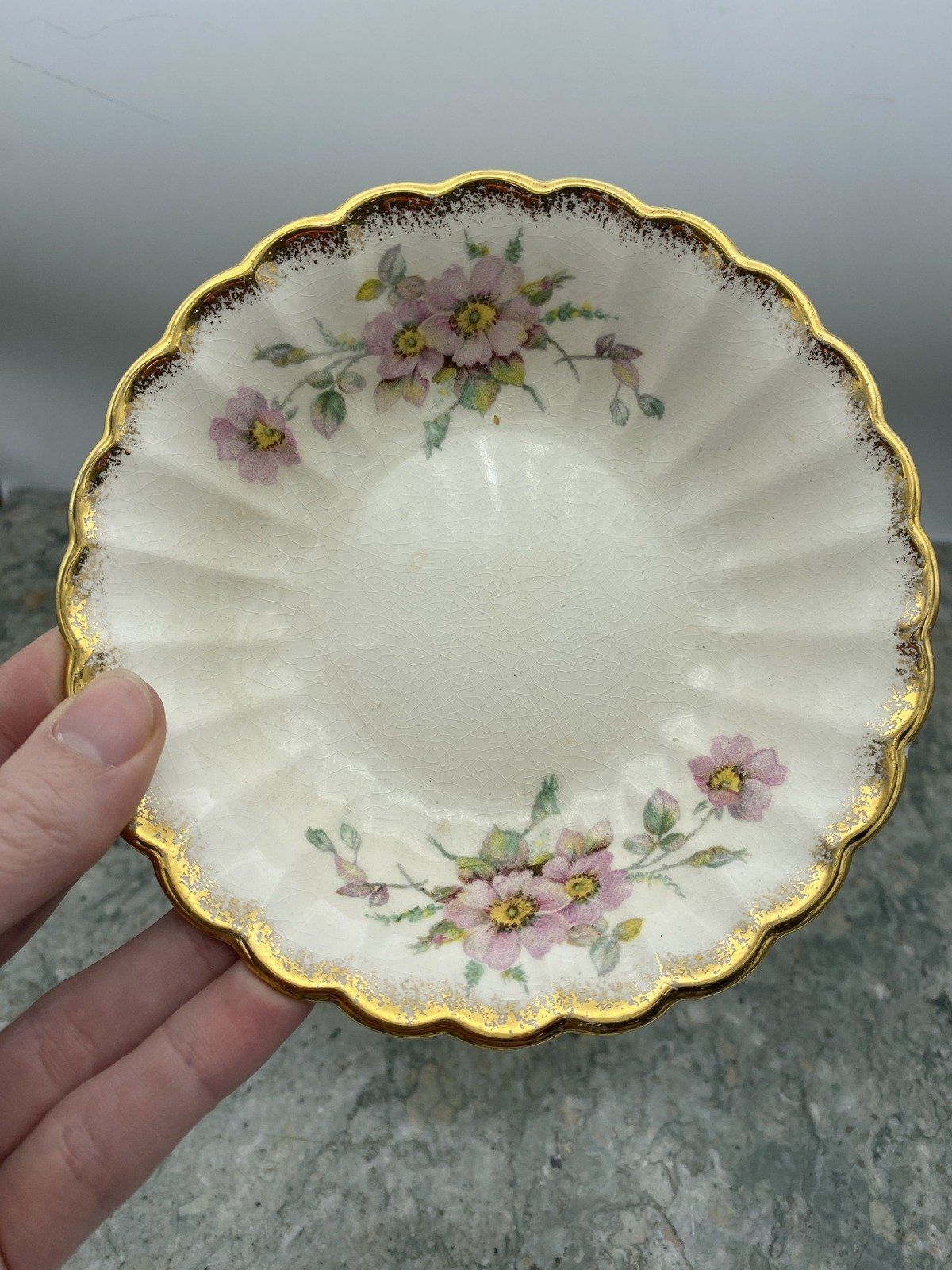 Set of 20x Wild Rose Goldenware China Dishes w 22k Gold Rim 2