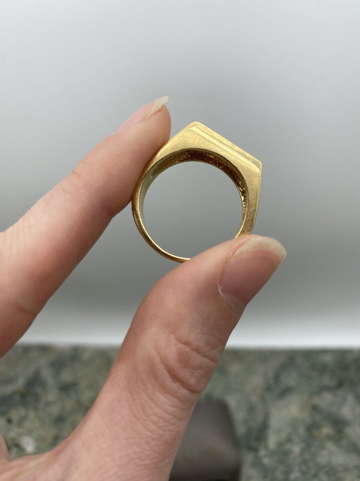 Men's 14k Gold Cubic Diamond Ring Band w Diagonal Channel Setting 5