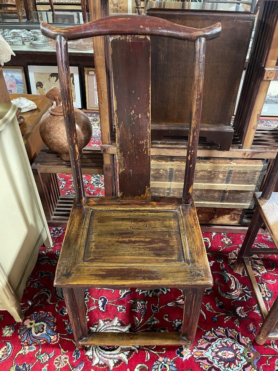 Single Armless 19th Century Chinese Oak Empire Chair