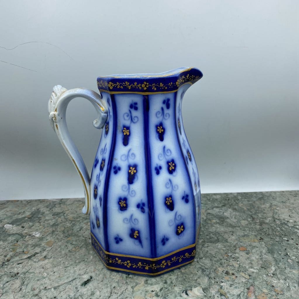 Art Nouveau Flower Blue Pitcher 286 2