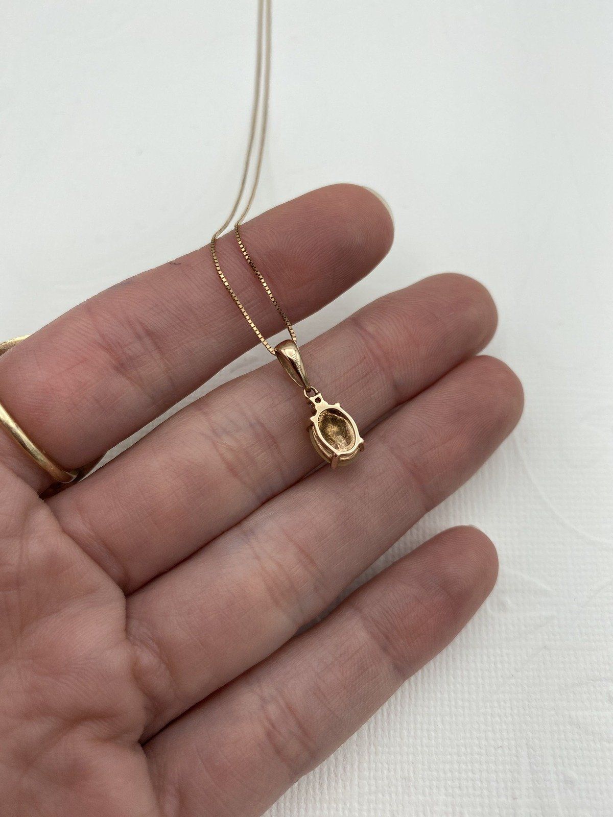 10k Rose Gold Natural Opal + Diamond 18 Drop Necklace 10
