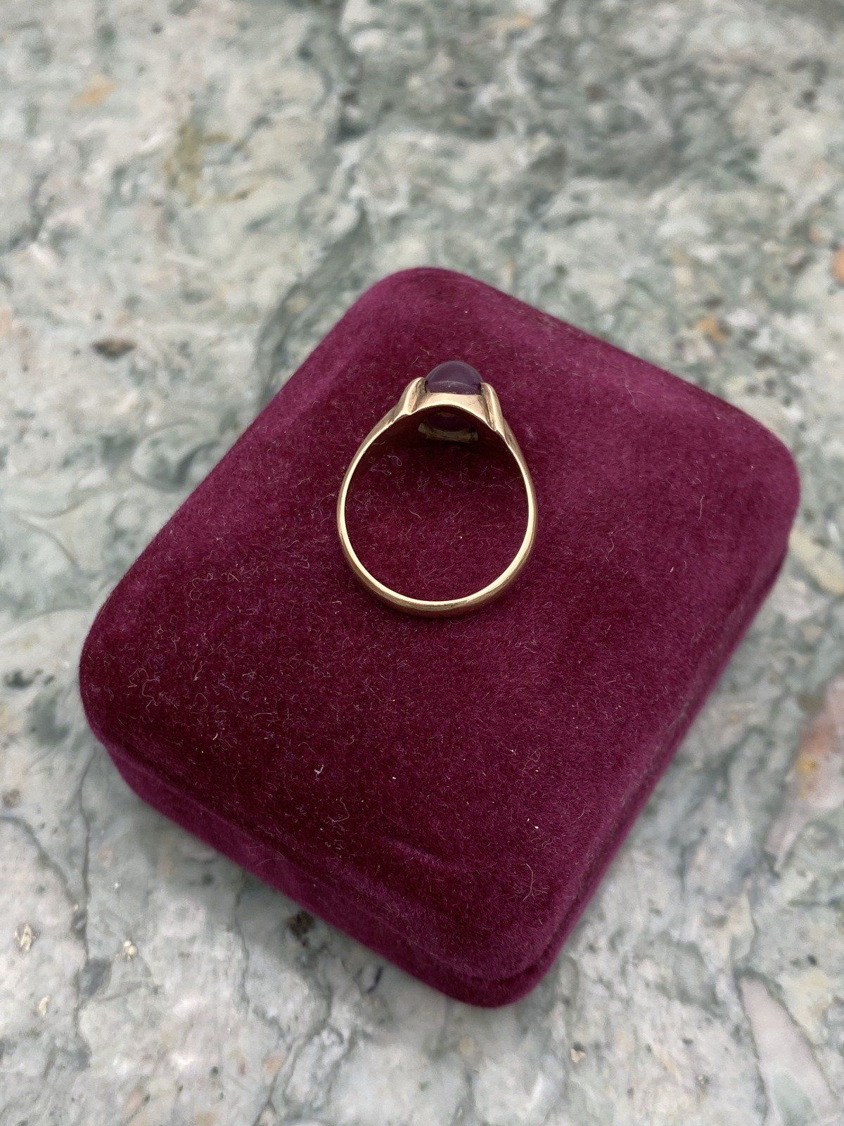 Very Old + Very Small Antique Bliss Ruby Belcher Set 10k Gold Pinky Ring 11