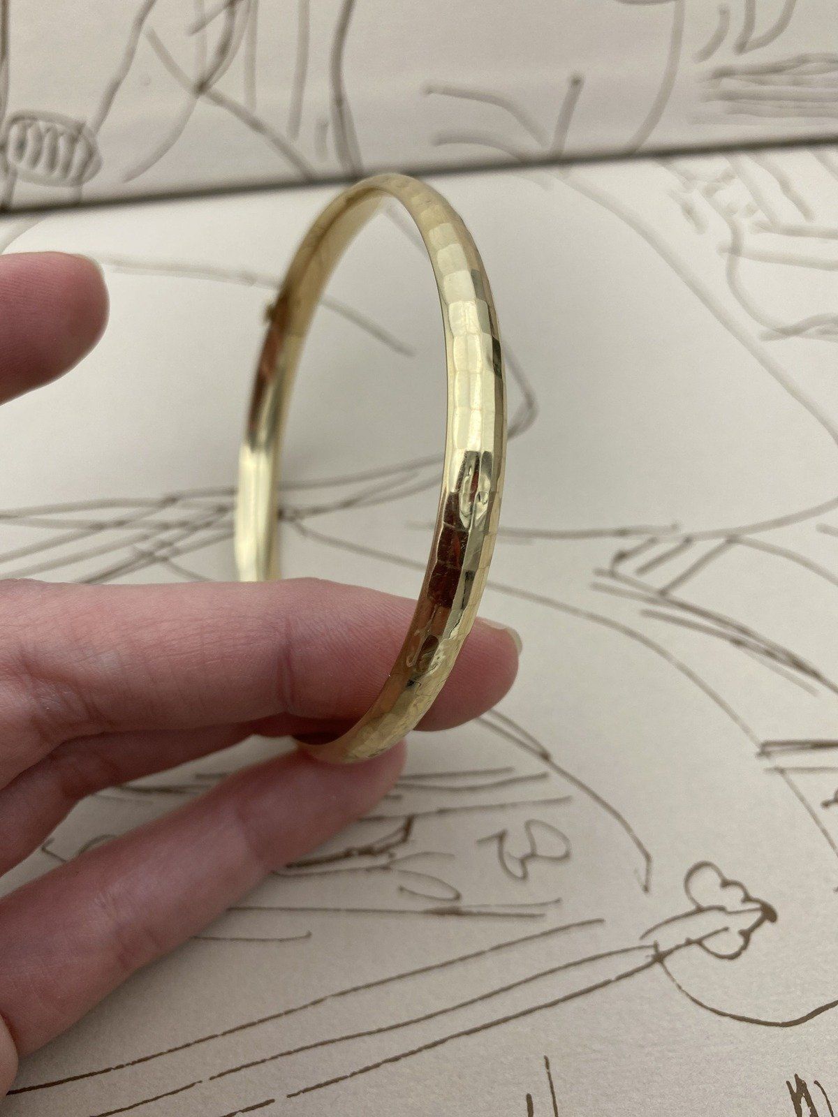 Vintage 14k Gold Briolette Textured Bangle Bracelet 8L #2952 4