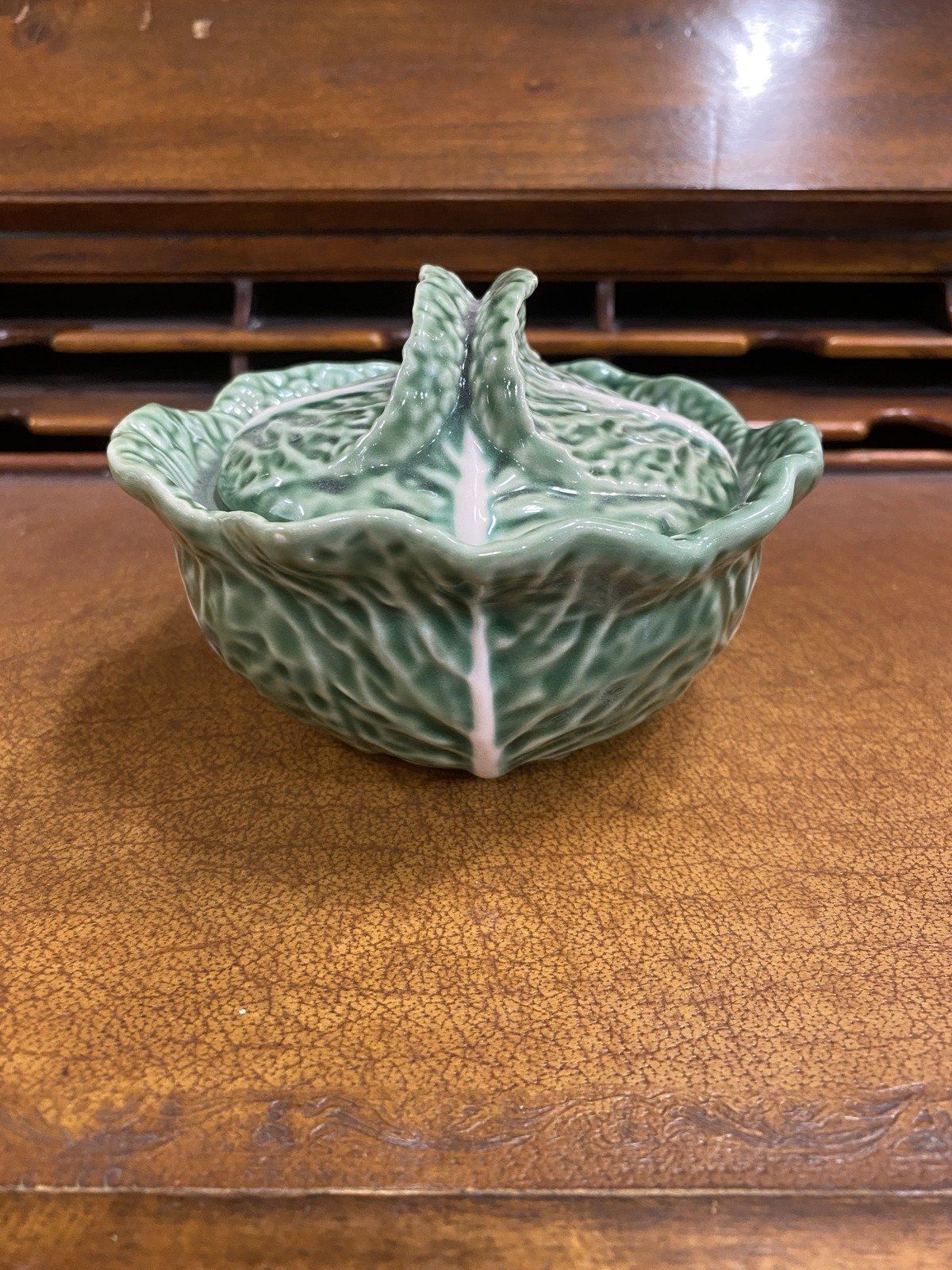 Bordallo Pinheiro Portugal Majolica Mini Lidded Cabbage Serving Bowl 6