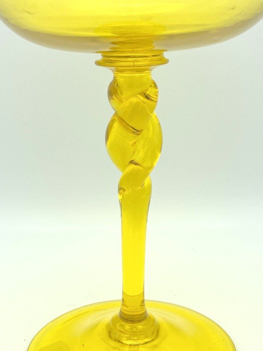 Signed Steuben Amber Rope Twist Compote 7 3