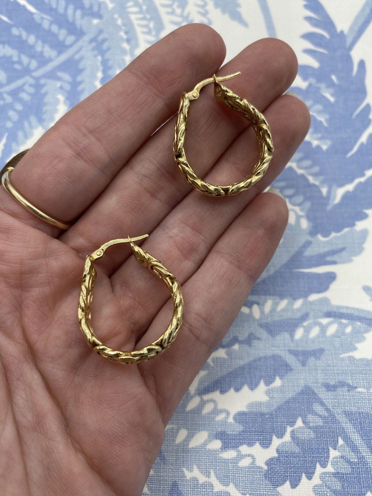 14k Turkish Gold Byzantine Structured Hoop Earrings 2