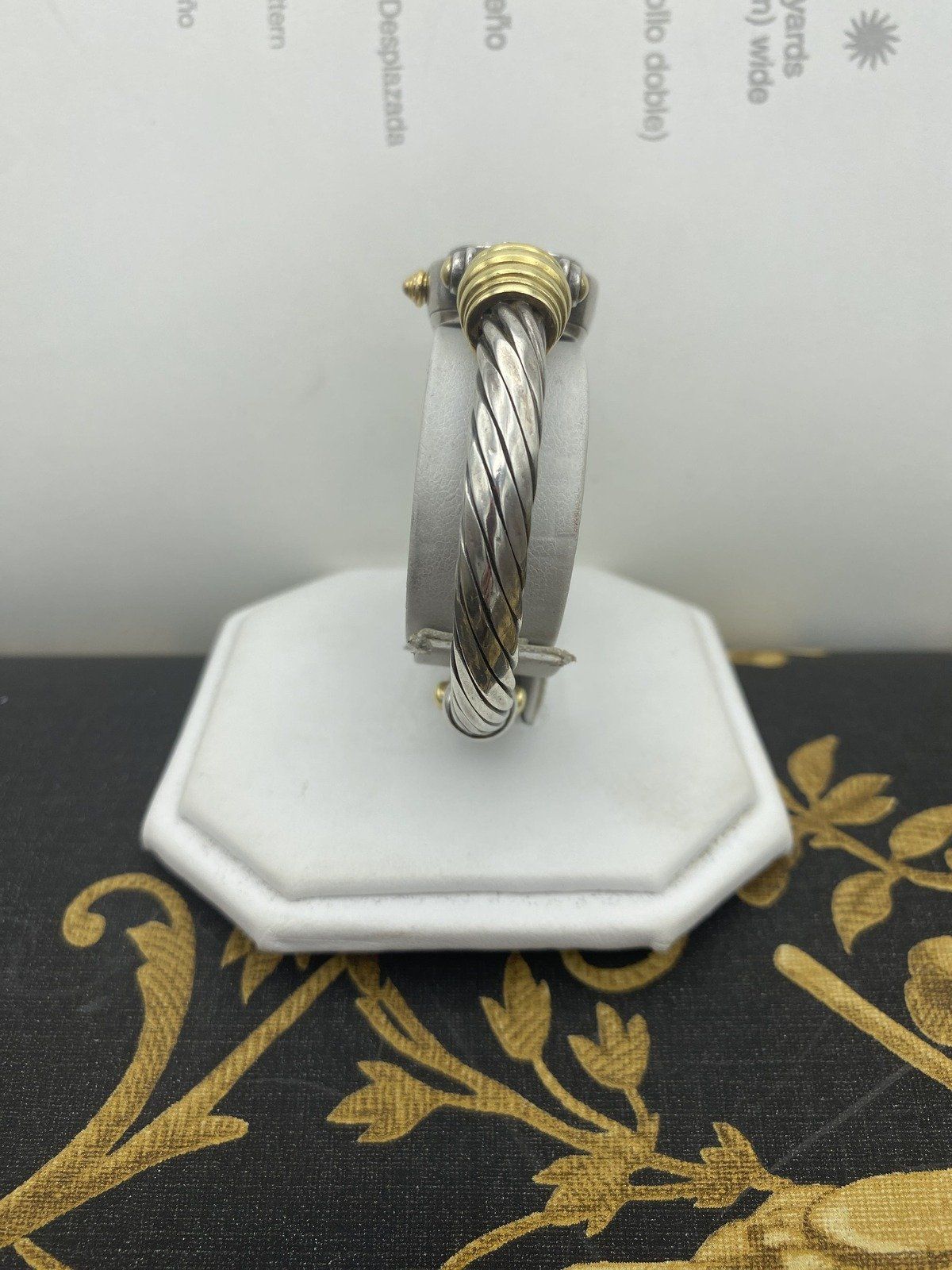 David Yurman Sterling Silver + 18k Gold Cable Twist Ladies Watch w Mother of Pearl + Diamond Dial/Face 7