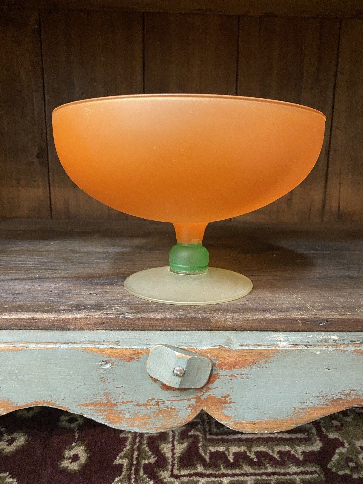 Vintage MCM Satin Trio Glass Mod Fruit Compote 4