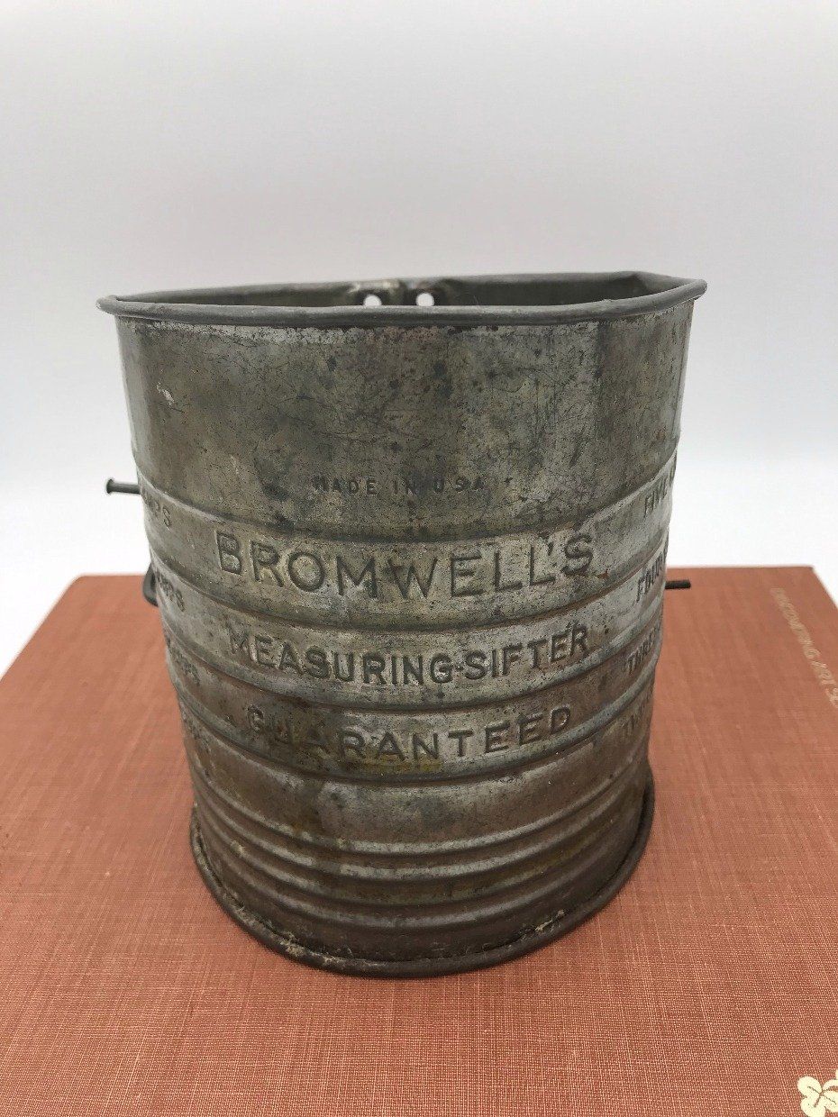 Vintage Tin Bromwell's Measuring Flour Sifter 2