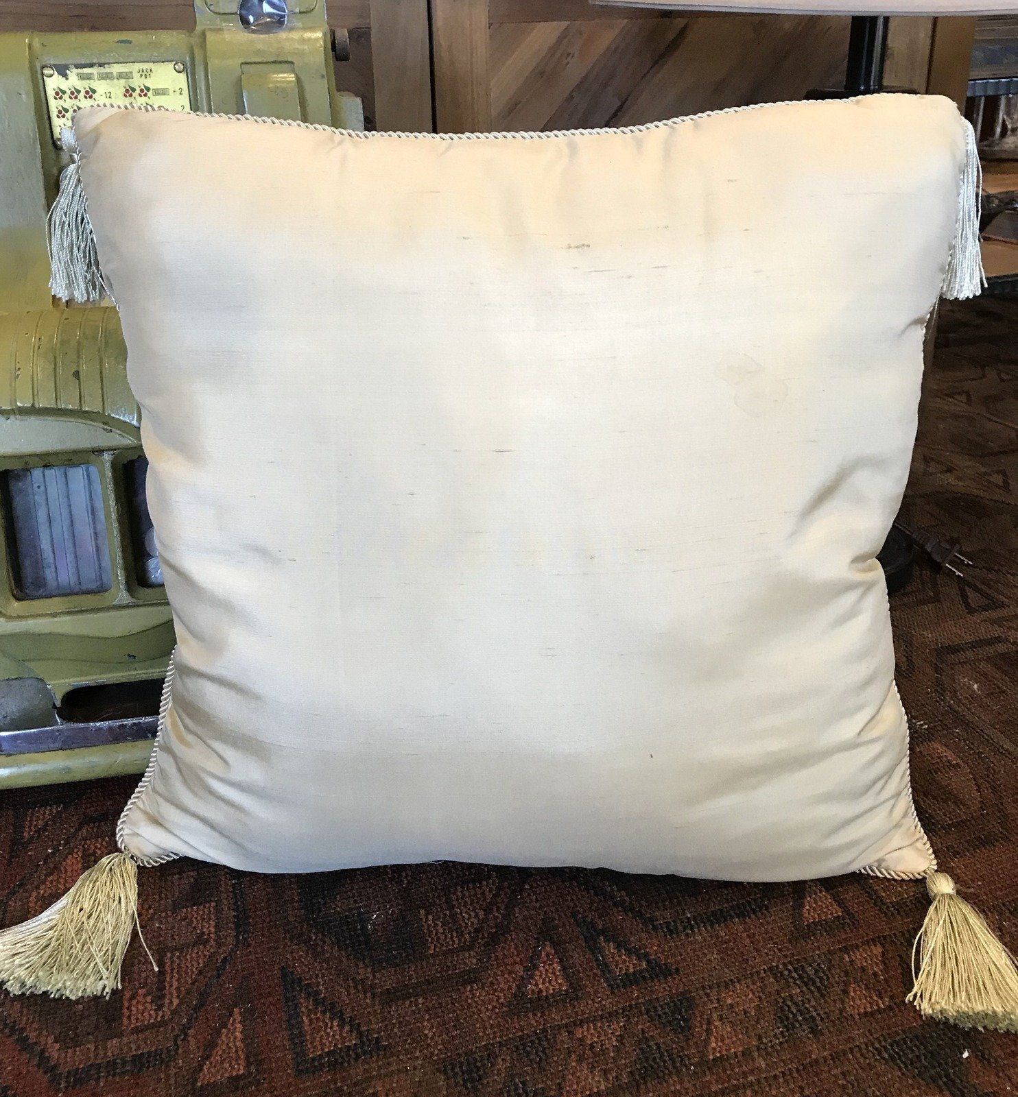 Tan Pin Tuck + Tassel Throw Pillow 3