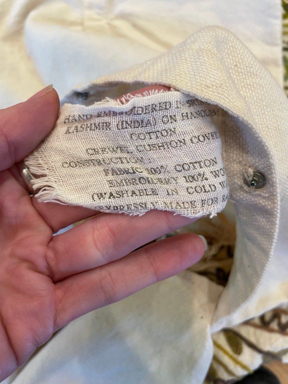 15x15 Vintage Cotton + Cashmire Embroidered Hand Loomed Pillow Cases 3