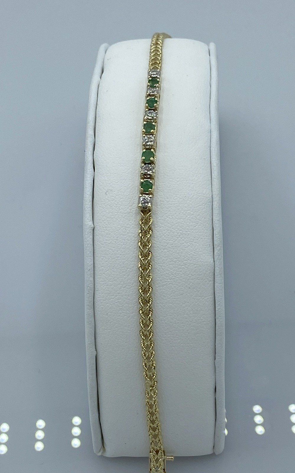 Diamond and Emerald Bracelet 14K Gold
