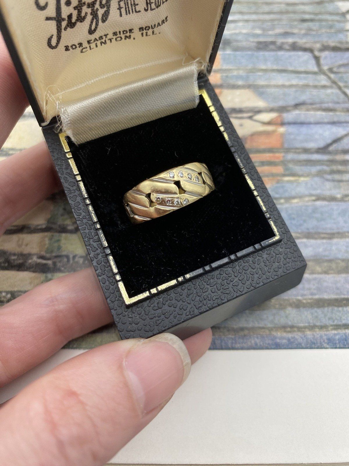 Men's Antique Key Hole Cuban Link 14k Ring Band + Old Mine Diamond Details #2526 3