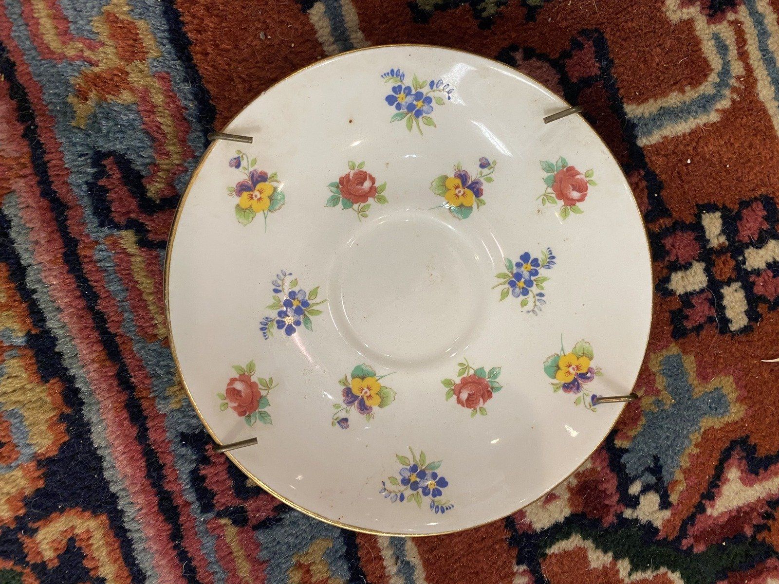 Mini Staffordshire Bone China Pansy + Floral Decorative Wall Saucer 4