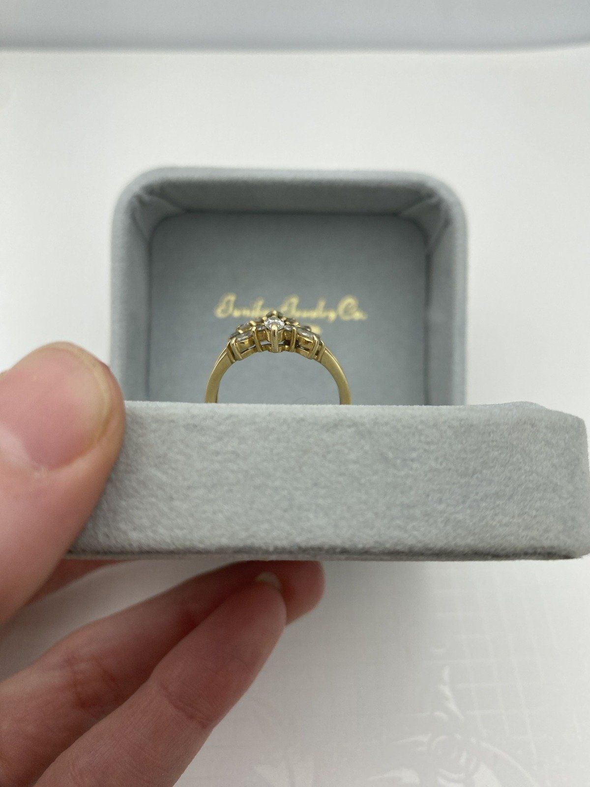 14k Gold Vintage Marquise Diamond Ring Guard Bridal Slip Band w Round Cut Diamond Accents 7