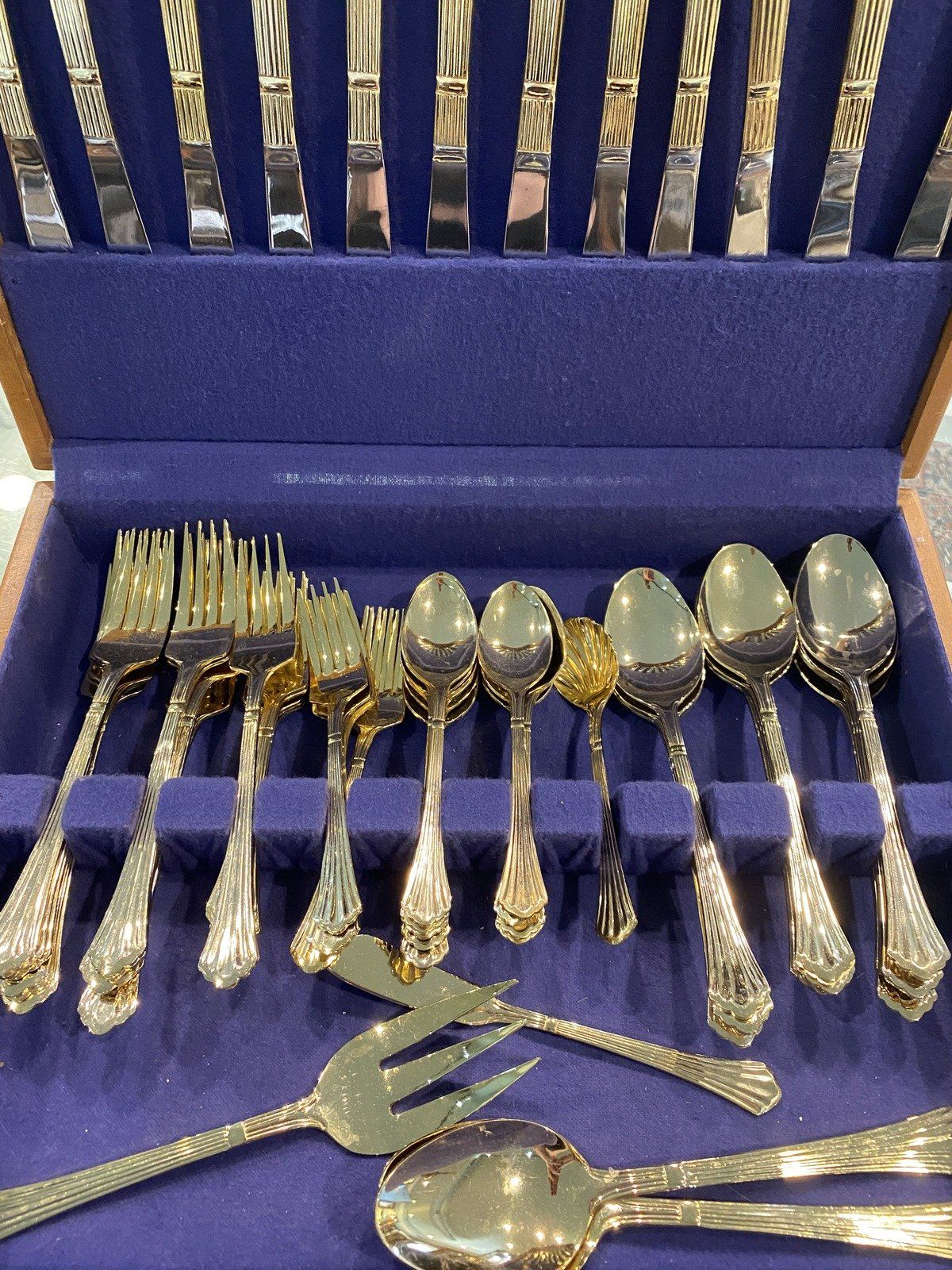 Vintage Gold Washed Shell Patterned Stainless Flatware 4