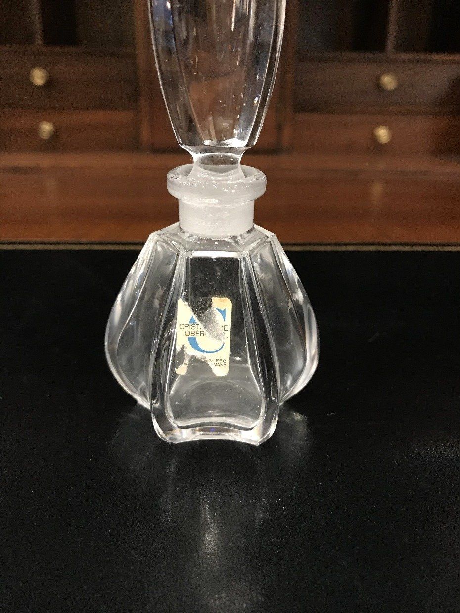 Cristallerie Oberufisel Clear Glass Perfume Bottle w Tall Stopper 3