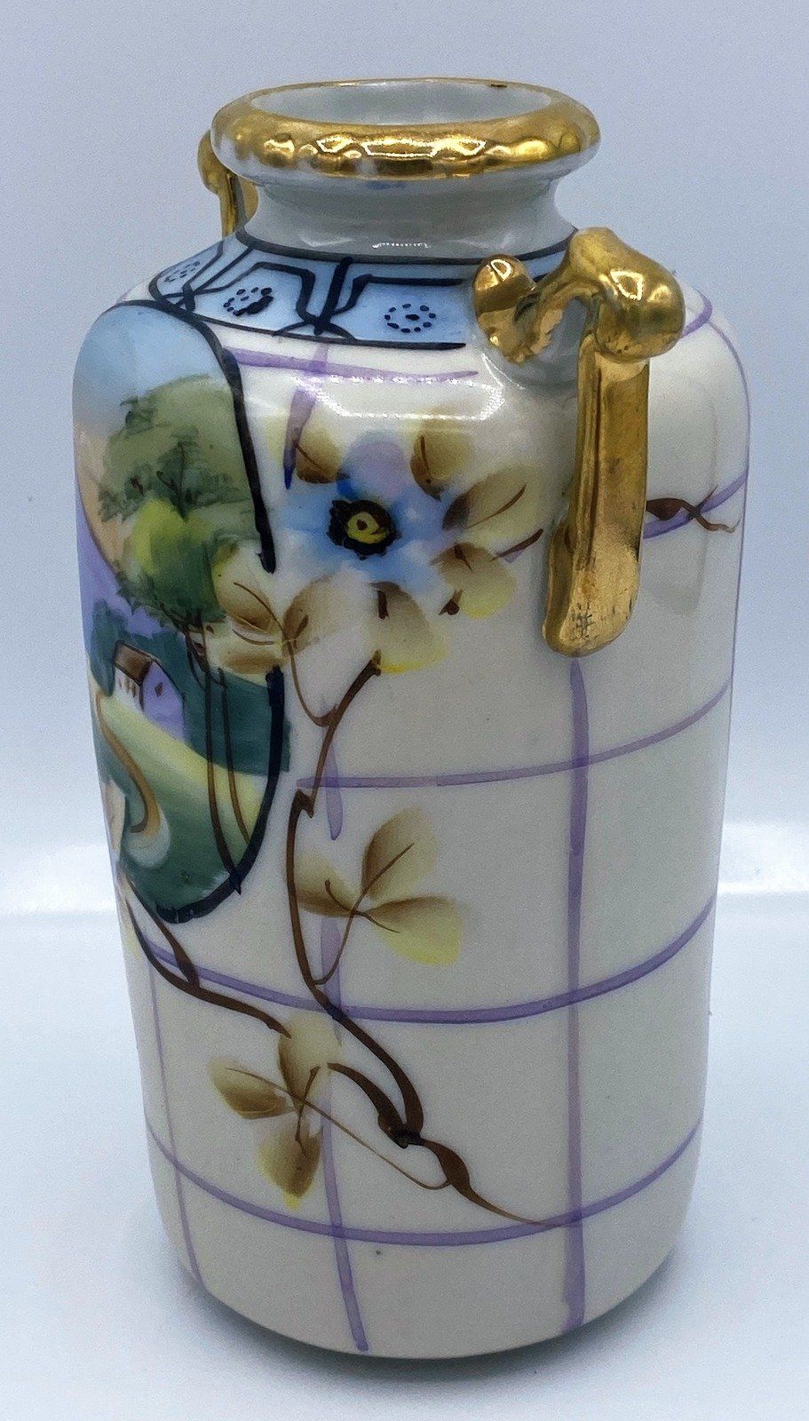 Antique Nippon 2 Handled Vase Green Mark #47 3