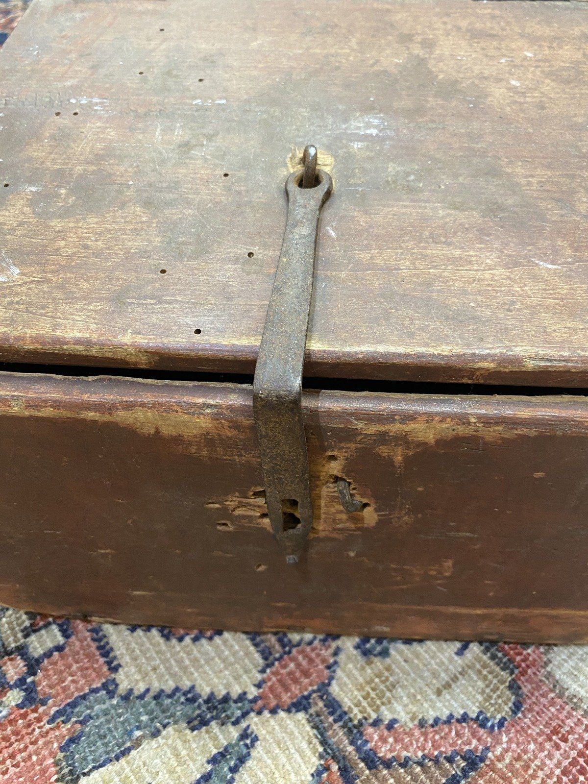 Antique Primitive Coal Lift Top Storage Box 3