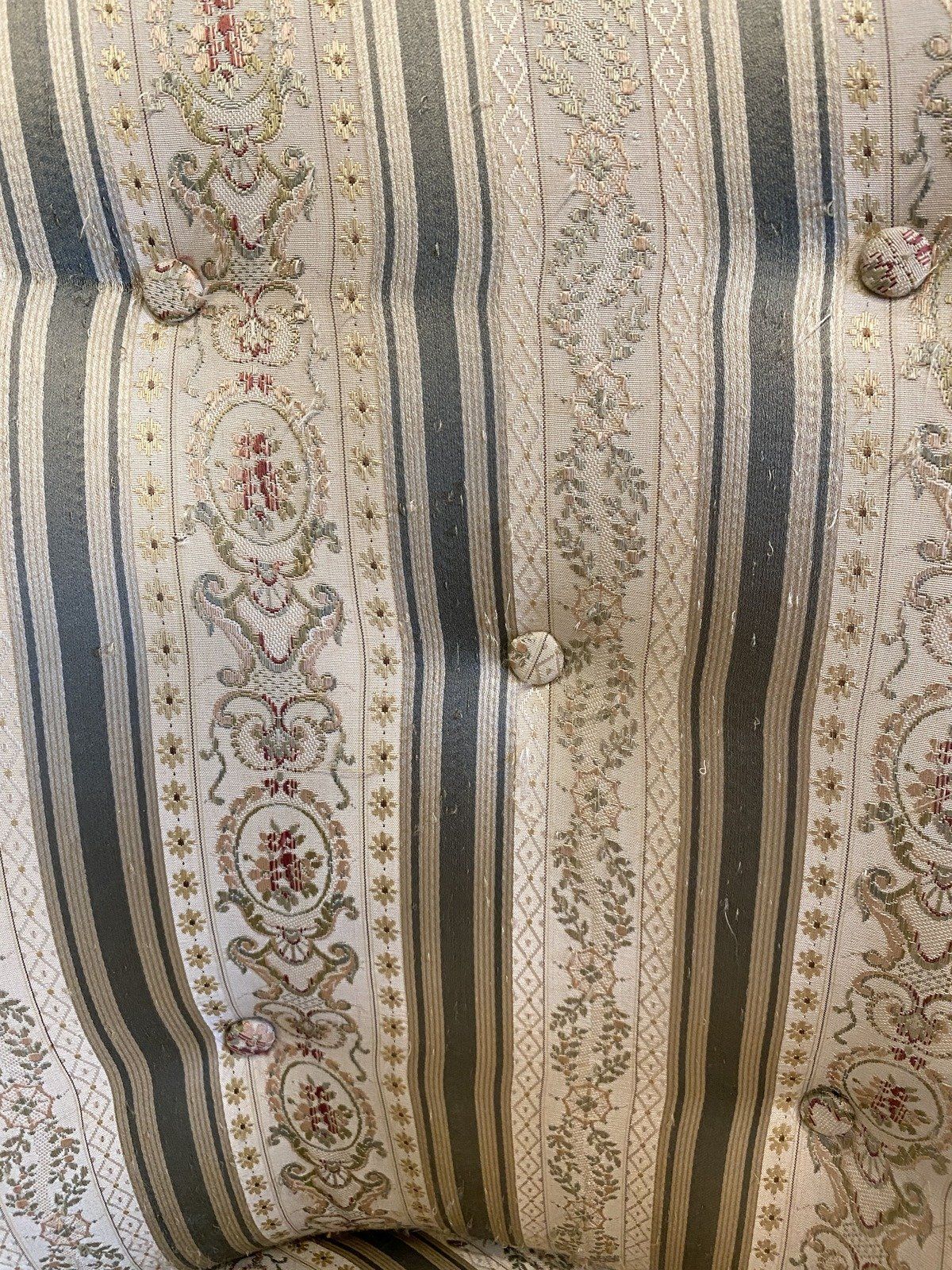 Antique Carved Rocco Style Calico Upholstered Settee #328 3
